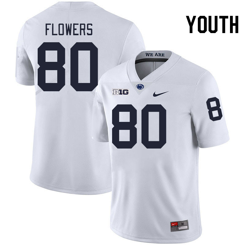 Youth #80 Mehki Flowers Penn State Nittany Lions College Football Jerseys Stitched-White